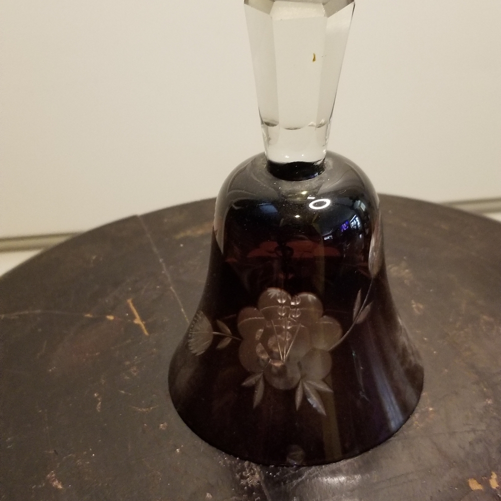 Beautiful Crystal Cut Ruby Glass Bell
